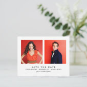 Faire-part CLEAN 2 Photos Enregistrer La Date Carte Postale (Debout devant)