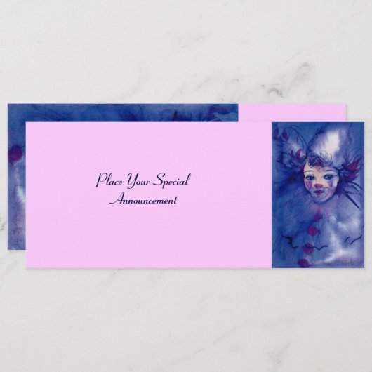 FAIRE-PART CLOWN DANS PURPLE (Devant / Derrière)