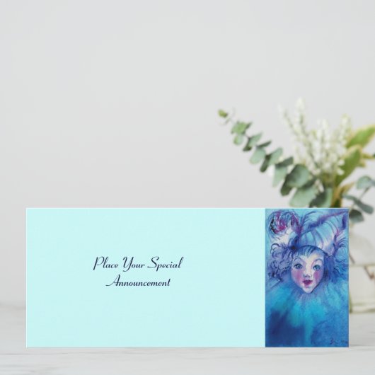 FAIRE-PART CLOWN EN BLEU (Debout devant)