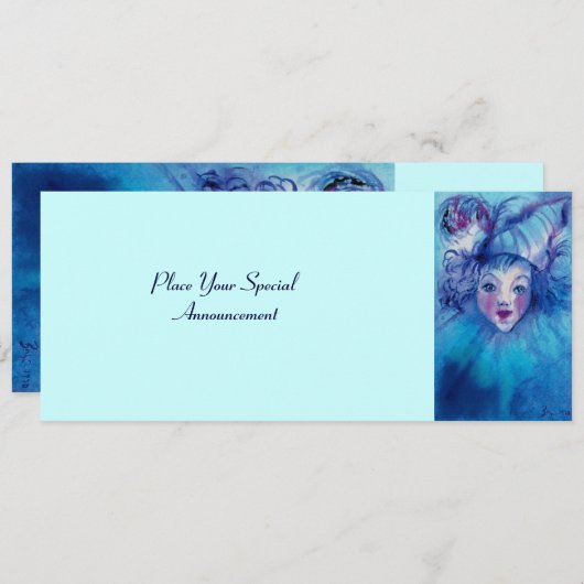 FAIRE-PART CLOWN EN BLEU (Devant / Derrière)