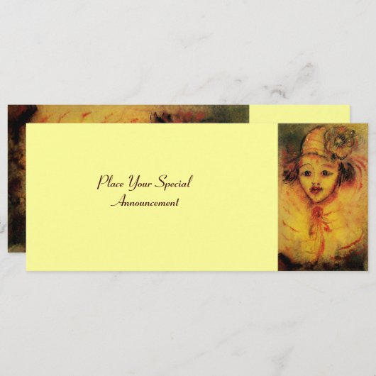 FAIRE-PART CLOWN EN JAUNE (Devant / Derrière)