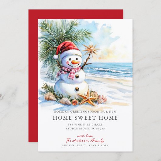 Faire-part Coastal Snowman Home Sweet Home Card (Devant / Derrière)