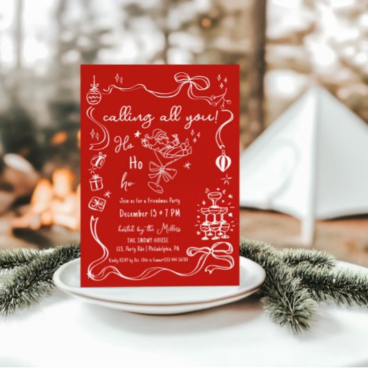 Faire-part cocktail de Père Noël de la fête des Friendmas