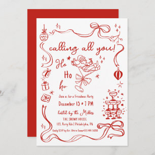 Faire-part cocktail de Père Noël de la fête des Friendmas