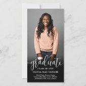 Faire-part Code QR & 2 Photos Moderne Script Blanc Graduation (Devant)