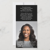 Faire-part Code QR & 2 Photos Moderne Script Blanc Graduation (Dos)