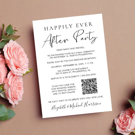 Faire-part Code QR de la soirée photo de mariage Happily Ever