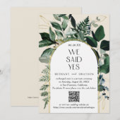 Faire-part Code QR, Elegant Beige Mariage Botanique Moderne (Devant / Derrière)