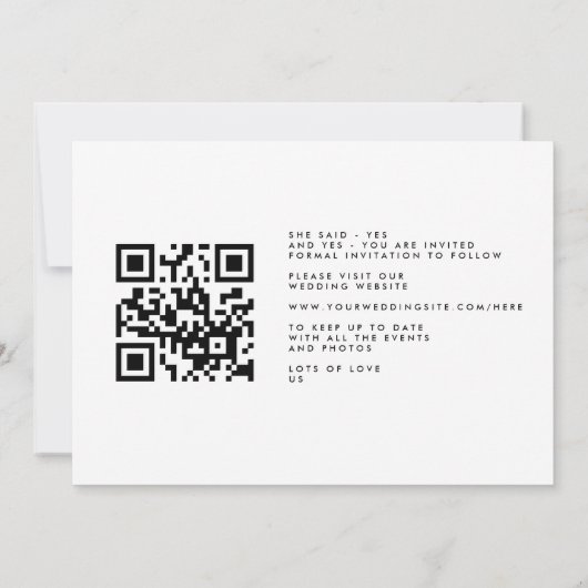 Faire-part CODE QR | Photo Simplement Élégante Enregistrer La (Dos)