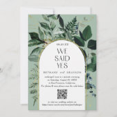 Faire-part Code QR, Sage Green Moderne mariage d'arche botani (Devant)