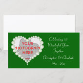 Faire-part Cœur d'amour Diamant Émeraude Anniversaire (Devant / Derrière)