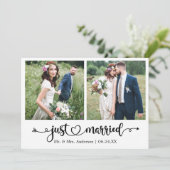 Faire-part Coeur de calligraphie juste marié 2 Mariage photo (Debout devant)