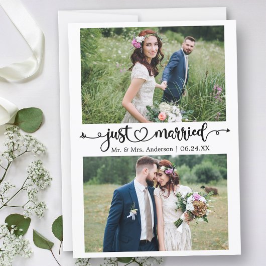 Faire-part Coeur de calligraphie juste marié 2 Mariage photo