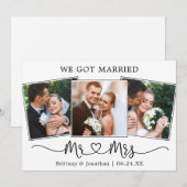 Faire-part Coeur De Calligraphie Moderne M. Mme Nous Nous Som (Devant / Derrière)