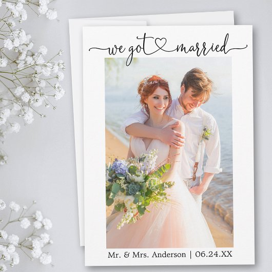 Faire-part Coeur de calligraphie Nous avons épousé un Mariage