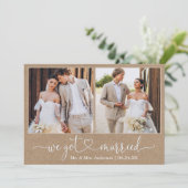 Faire-part Coeur de calligraphie Nous Nous Sommes Mariés 2 Ph (Debout devant)