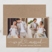 Faire-part Coeur de calligraphie Nous Nous Sommes Mariés 2 Ph (Devant / Derrière)