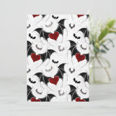 Faire-part Coeur d'Halloween avec ailes de chauve-souris noir (Debout devant)