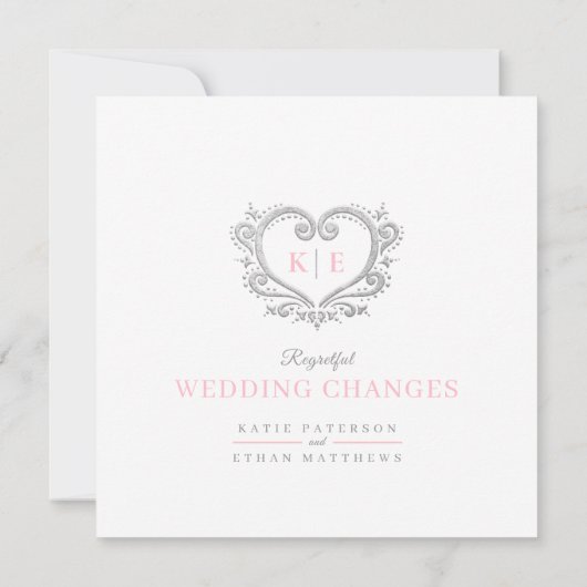 Faire-part Coeur monogramme en direct mariage amour adaptatio (Dos)