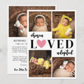 Faire-part Coeur rose Choisi Loved Photo Collage (Devant / Derrière)