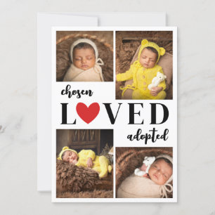 Faire-part Coeur rouge choisi amour adopté Collage photo