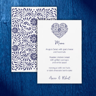 Faire-part Coeur Talavera mexicain bleu