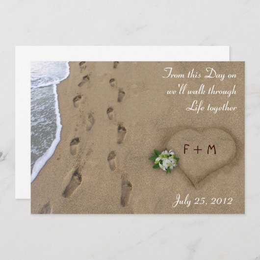 Faire-part Coeur & Tracks / Enregistrer la date (Devant / Derrière)