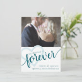 Faire-part Coeur Turquoise simple | Photo Green Forever Elope (Debout devant)