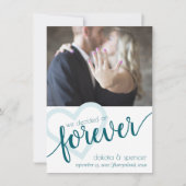 Faire-part Coeur Turquoise simple | Photo Green Forever Elope (Devant)