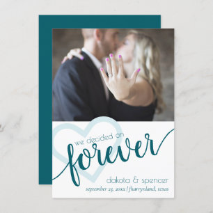 Faire-part Coeur Turquoise simple   Photo Green Forever Elope