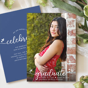 Faire-part Cœurs de calligraphie modernes pour photo de remis