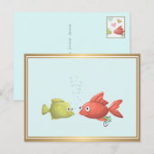 Faire-part Cœurs de Petit Poisson et Carte Postale à Crochet (Devant / Derrière)