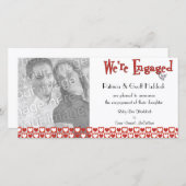 Faire-part Cœurs rouges et blancs, annonce de fiançailles ave (Devant / Derrière)