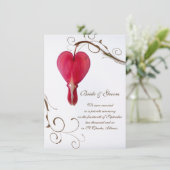 Faire-part Coeurs saignants rouges Fleurs Mariage / Elopement (Debout devant)