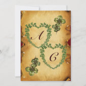 Faire-part COEURS shamrocks MONOGRAMME PARCHEMENT glace (Devant)