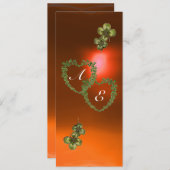 Faire-part COEURS SHAMROCKS VERTS MONOGRAMME blanc, orange (Devant / Derrière)