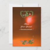 Faire-part COEURS SHAMROCKS VERTS MONOGRAMME blanc, orange (Dos)