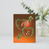 Faire-part COEURS SHAMROCKS VERTS MONOGRAMME blanc, orange (Debout devant)