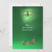 Faire-part COEURS SHAMROCKS VERTS MONOGRAMME orange vert (Dos)