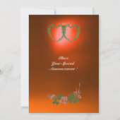 Faire-part COEURS SHAMROCKS VERTS MONOGRAMME orange vert blan (Dos)