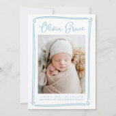 Faire-part Coeurs Whimsical Sky Blue Photo Birth (Devant)