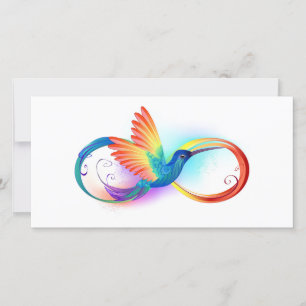Faire-part Colibri arc-en-ciel avec symbole Infinity
