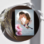 Faire-part Colibri et Hibiscus Photo Enregistrer la date | Bl