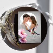 Faire-part Colibri et Hibiscus Photo Enregistrer la date | Gr