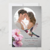 Faire-part Colibri et Hibiscus Photo Enregistrer la date | Gr (Devant)
