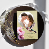 Faire-part Colibri et Hibiscus Photo Enregistrer la date Jaun