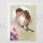 Faire-part Colibri et Hibiscus Photo Enregistrer la date Jaun (Devant)