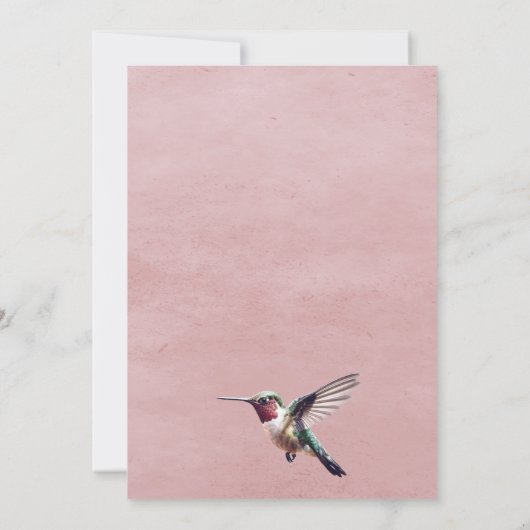 Faire-part Colibri et Hibiscus Photo Enregistrer la date rose (Dos)