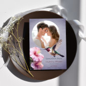 Faire-part Colibri et Hibiscus Photo Enregistrer la date Viol