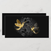 Faire-part Colibri noir et or (Devant / Derrière)